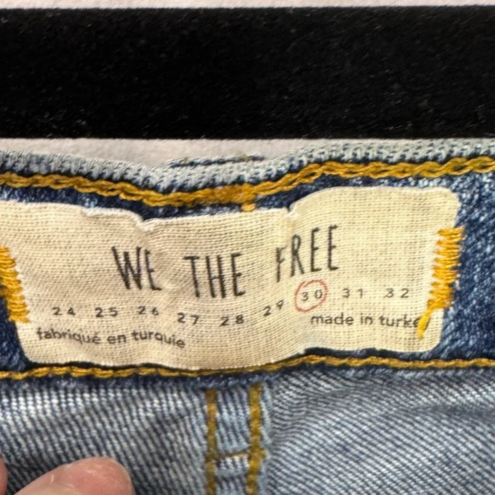 We The Free Free People High Rise Skinny Jeans Med Wash Button Fly Distressed 30
